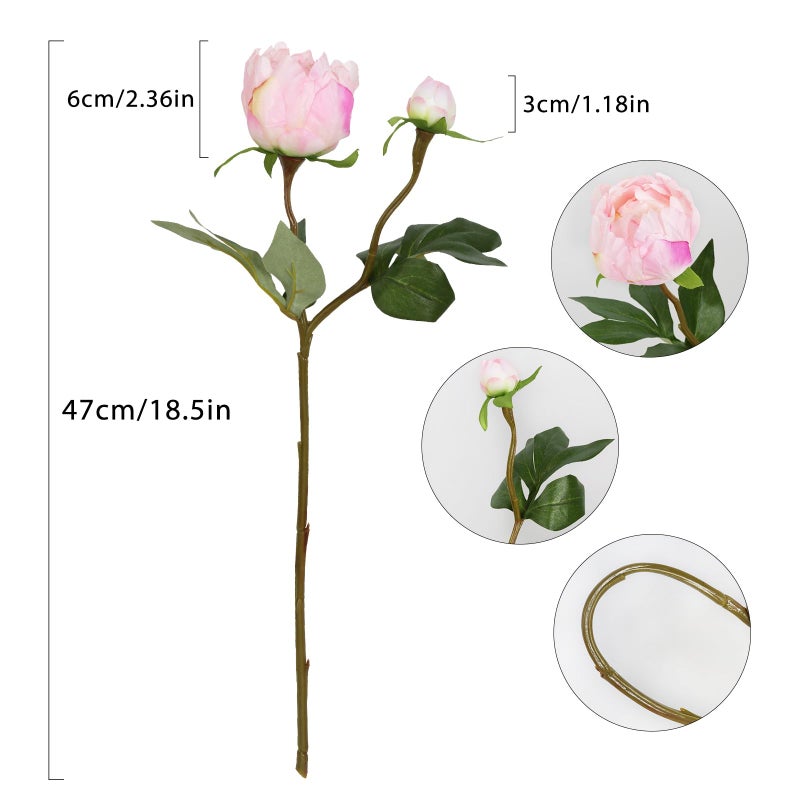 IPOPU Pink Peonies Artificial Flowers 8PCS Fake Peonies Silk Flowers with Stems for Wedding Decoration Bride Bouquet Faux Flowers Pink Crafts Floral Arrangement - Image 3