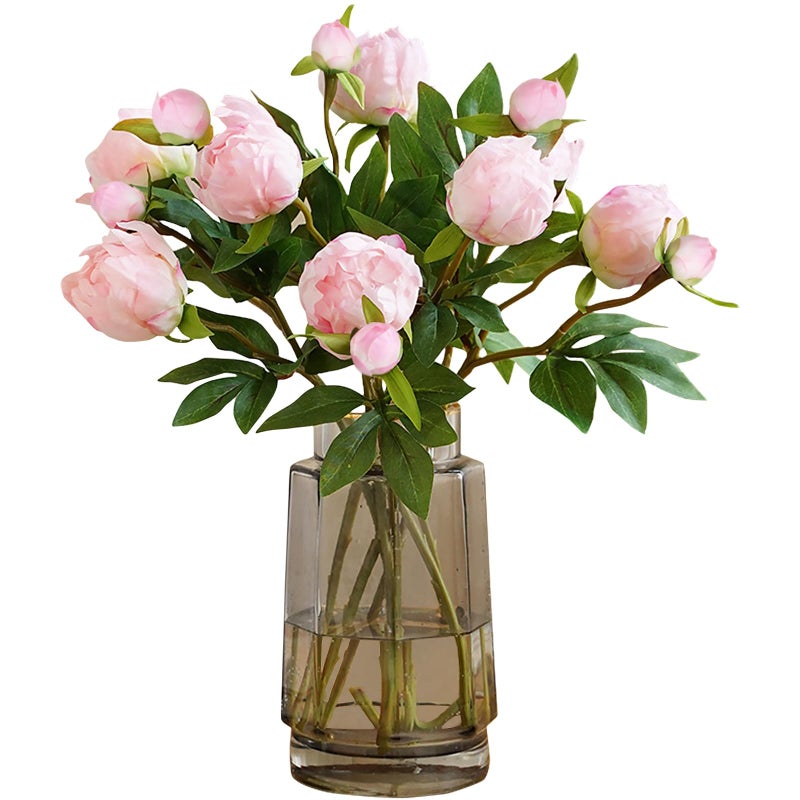 IPOPU Pink Peonies Artificial Flowers 8PCS Fake Peonies Silk Flowers with Stems for Wedding Decoration Bride Bouquet Faux Flowers Pink Crafts Floral Arrangement - Image 1