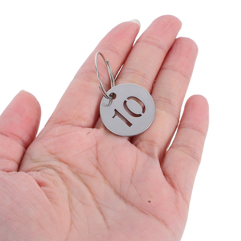 20 Sets Number Tags: Stainless Steel Hollowed Number Key Tags - Metal Keychain Pendants For Office Travel And Outdoor Use (Number 1-20) - Image 5