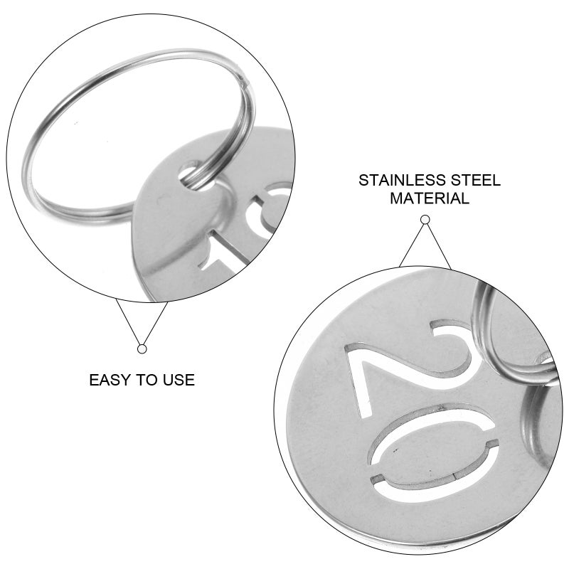 20 Sets Number Tags: Stainless Steel Hollowed Number Key Tags - Metal Keychain Pendants For Office Travel And Outdoor Use (Number 1-20) - Image 3
