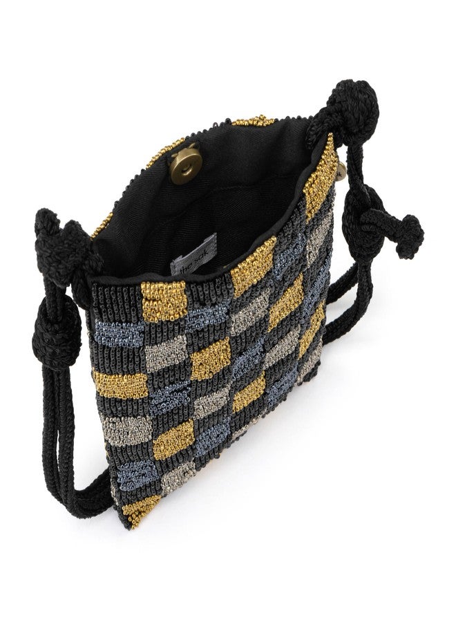 The Sak Josie Mini Crossbody in Crochet, Adjustable Crossbody Strap, Dark Metallic Check Bead - Image 3
