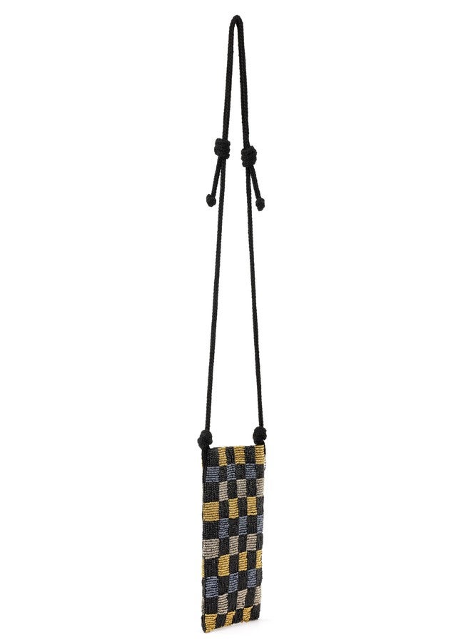 The Sak Josie Mini Crossbody in Crochet, Adjustable Crossbody Strap, Dark Metallic Check Bead - Image 2