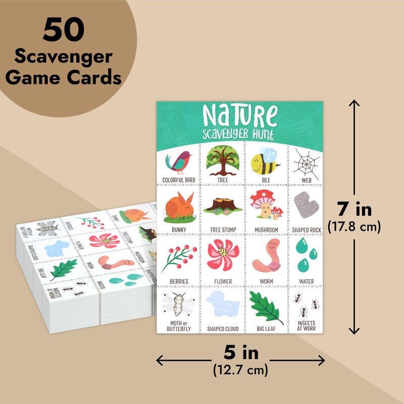 Juvale Nature Themed Scavenger Hunt Cards for Kids - Forest Scavenger Hunt Game for Kids Ages 4-8 - Camping Crafts & Outdoor Games - Party Favor Pack - Pack of 50, 5 x 7 in, Paper - Image 4