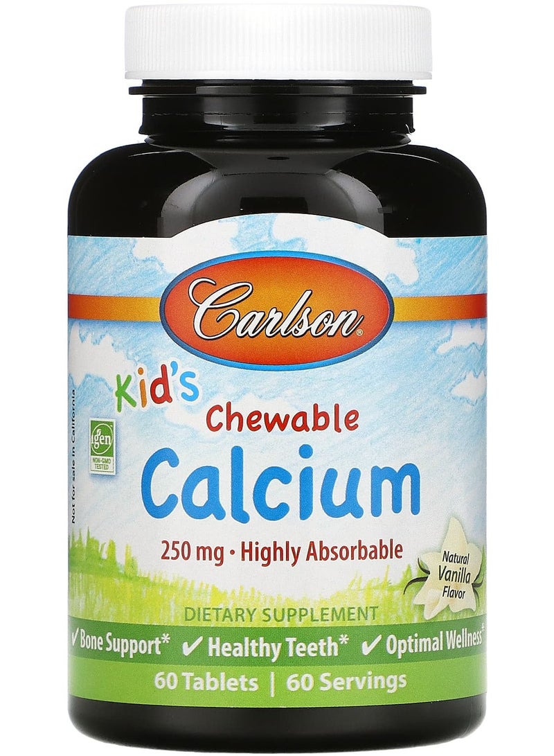 Kid's, Chewable Calcium, Natural Vanilla, 250 mg, 60 Tablets