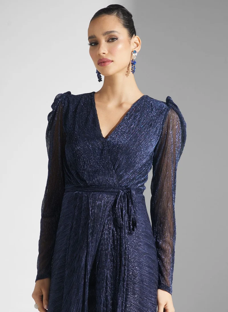 Golden Apple Wrap neck shinny Dress