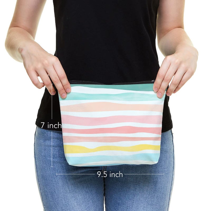 Fokongna Inspiring Women gifts aloha bag, Women Rainbow Bag, Summer Rainbow Wave Shaped Makeup Bag, Girls Rainbow gift, Travel makeup bag gift, best friend colleague daughter gift - Image 2
