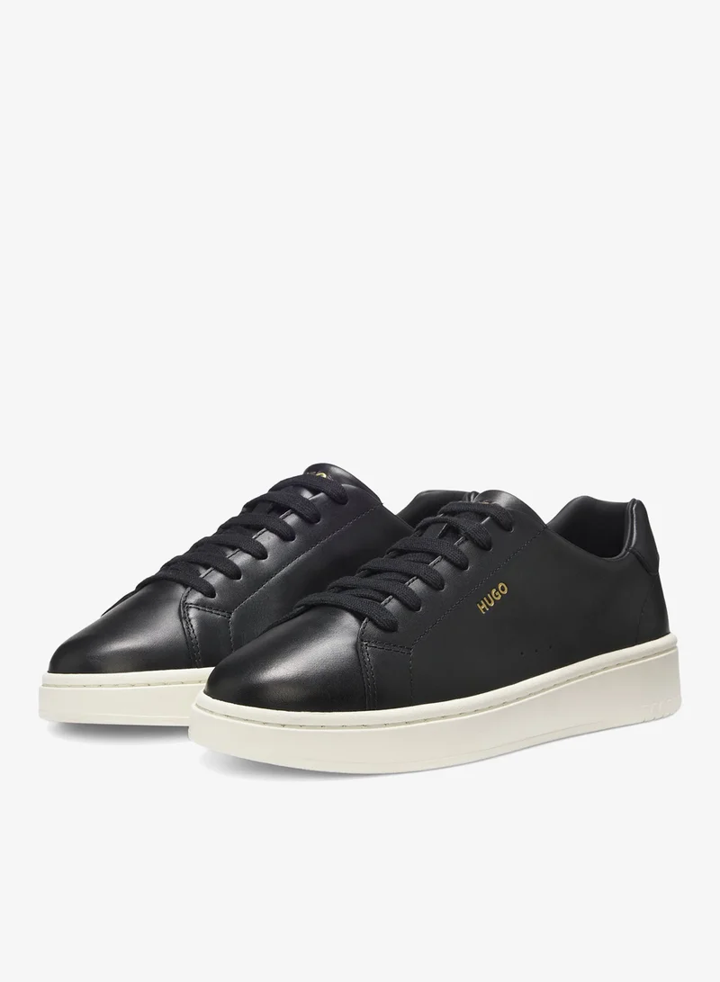 Nappa-leather sneakers with gold-tone logo