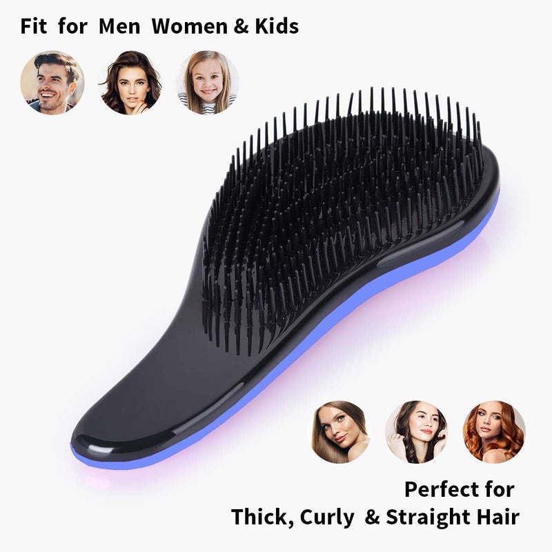 Felico Hair Brush, Portable Travel Detangler Brush, Glide Hair Comb Anti Static Detangling Knots, Air Cushion Massage Brush for Women Men Adults Kids Curly Long Thick Dry Wet Frizzy Damaged Hair Blue - Image 5