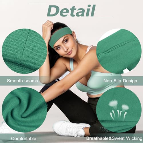 DiyJibb Headbands for Women, Stretchy Non Slip Soft Cotton Cloth Hair Bands for Sports, Workout, Yoga and Running, 7pcs - Image 4