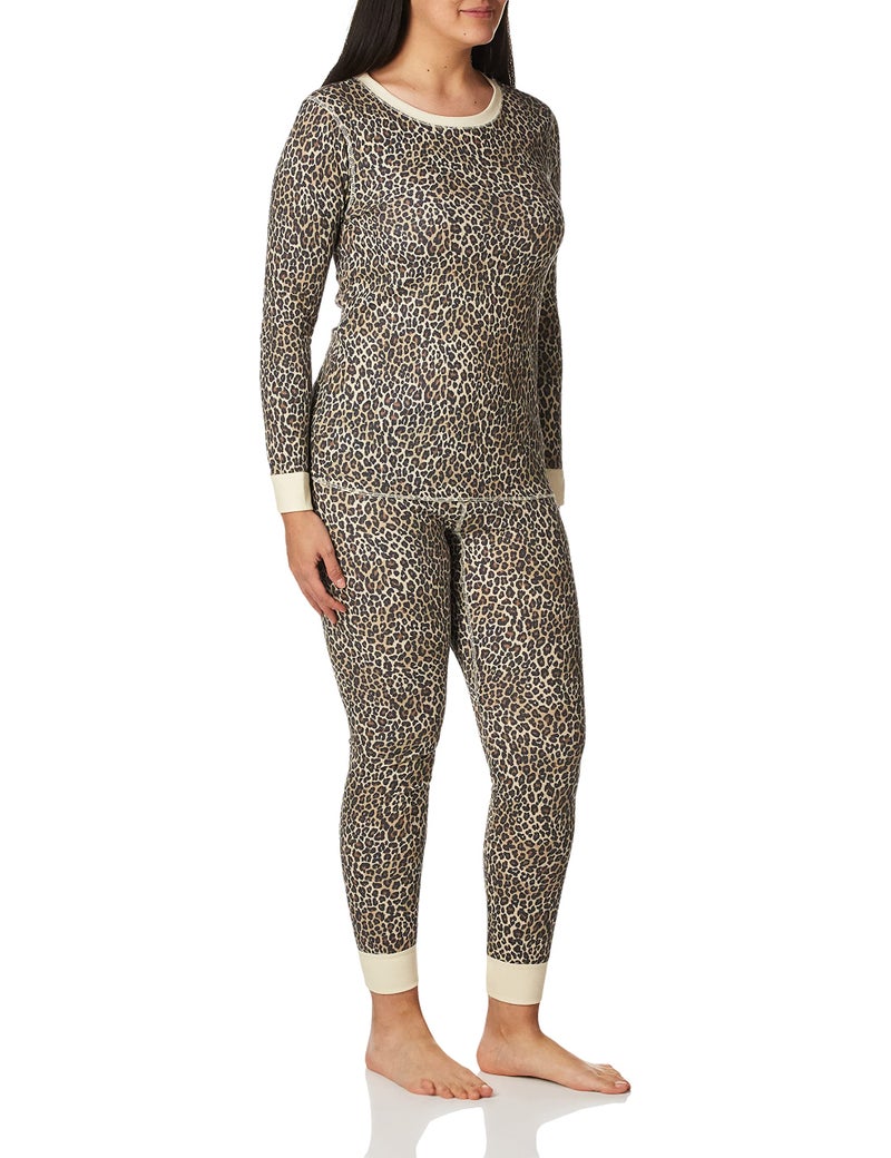 FRUIT OF THE LOOM Fruit of the Loom Women's Micro Waffle Premium Thermal Set, Animal Print, X-Small  - Image 2