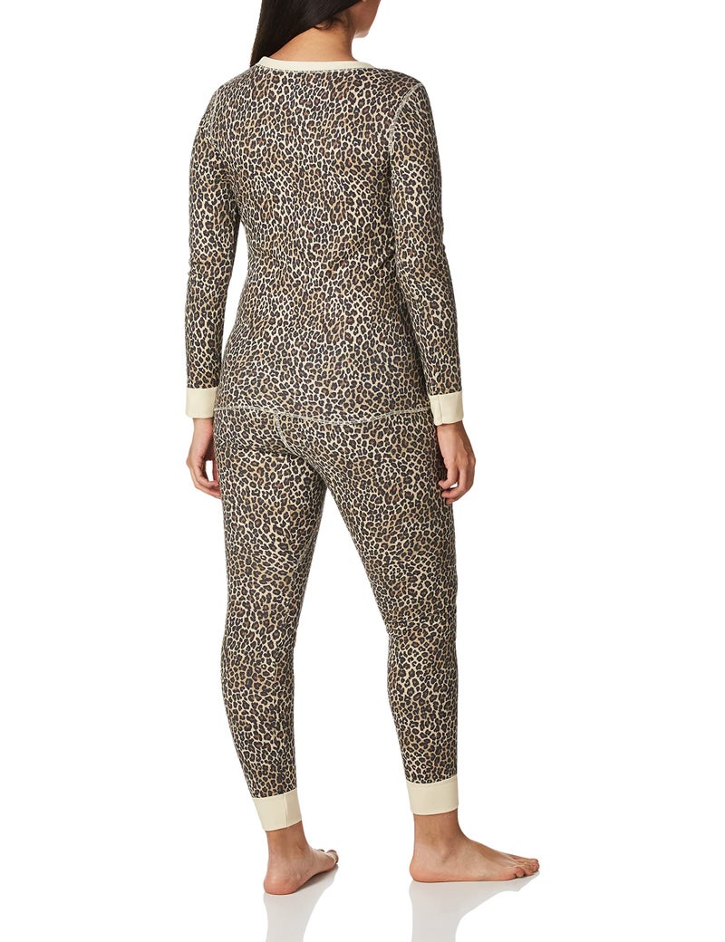 FRUIT OF THE LOOM Fruit of the Loom Women's Micro Waffle Premium Thermal Set, Animal Print, X-Small  - Image 3