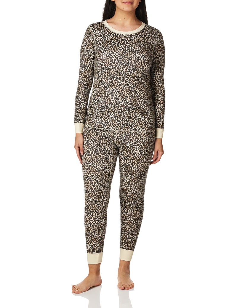 FRUIT OF THE LOOM Fruit of the Loom Women's Micro Waffle Premium Thermal Set, Animal Print, X-Small  - Image 1