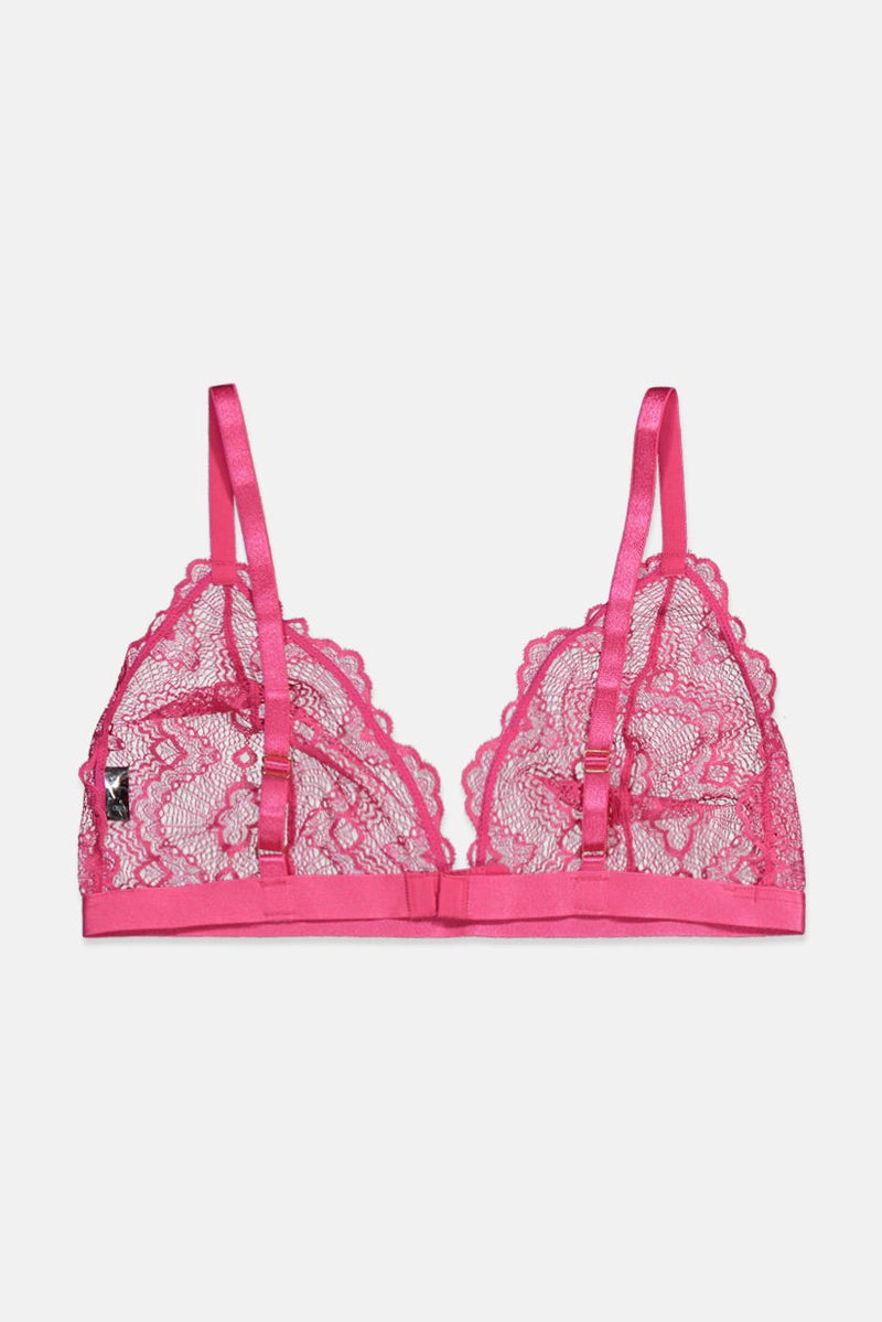 Asos Design Women See Through Wirefree Lace Triangle Bra, Pink  - Image 2