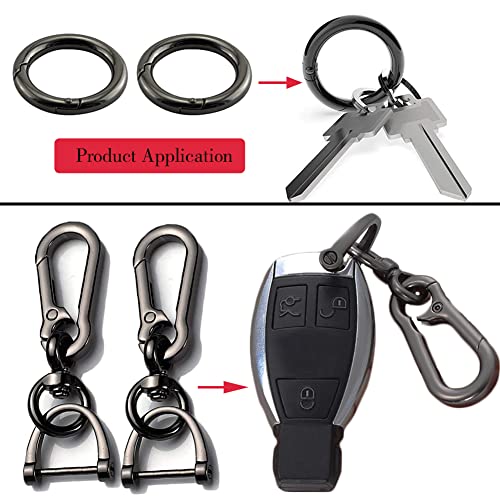 Imeisuit 2 Sets Car Keychain car key clip Quick-Release Horseshoe Shape D-Ring Key Fob Holder with Round Carabiner Keychain - Image 3