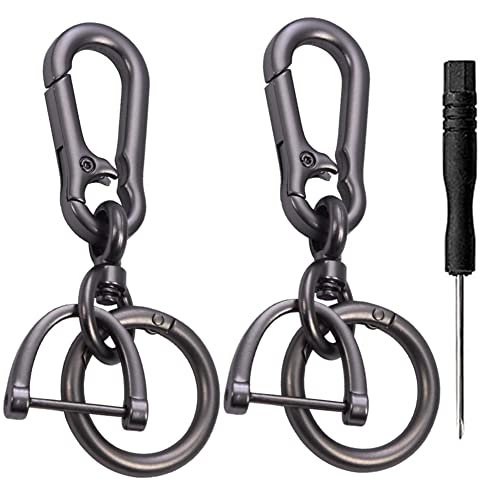 Imeisuit 2 Sets Car Keychain car key clip Quick-Release Horseshoe Shape D-Ring Key Fob Holder with Round Carabiner Keychain - Image 5
