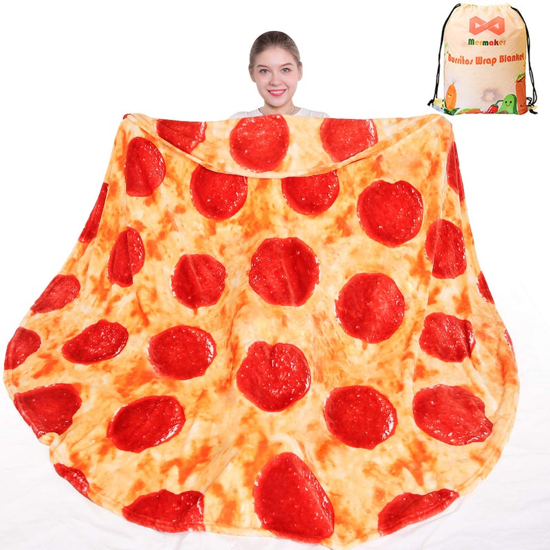 mermaker Pepperoni Pizzas Blanket 20 Double Sided 71 Inch for Adults and Kids 285 GSM Realistic Food Blanket Funny Gifts for Teenage Boys and Girls