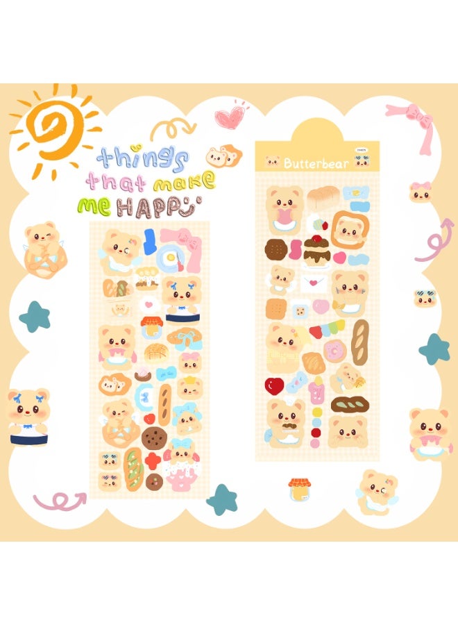 NIBEMINENT 2 Pcs Yellow Cartoon Butter Bear Deco Kit Waterproof Stickers, High Definition Printing Bright Colors, Suitable for Laptop Skateboard Luggage Water Bottle Guitar DIY - Image 1