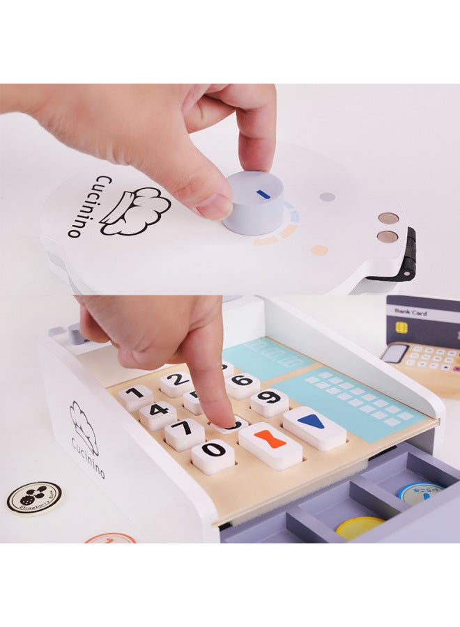 Simulation Play House Selling Trolley Candy Set Wooden Children's Popcorn Wooden Kitchenware Wholesale-Color:Cash Register - Image 5