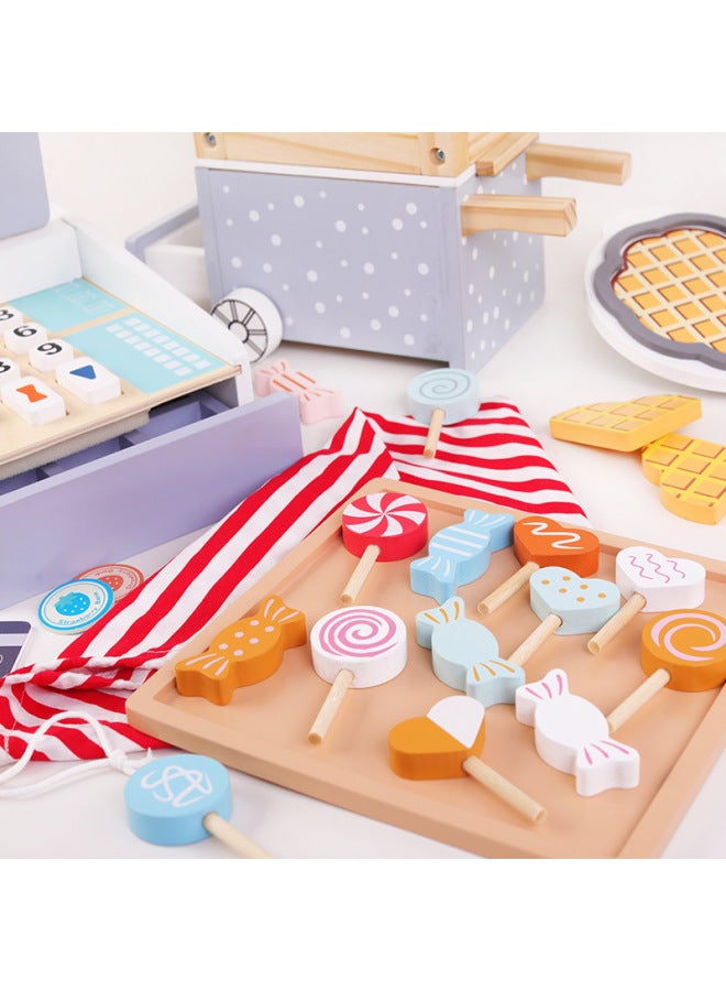Simulation Play House Selling Trolley Candy Set Wooden Children's Popcorn Wooden Kitchenware Wholesale-Color:Cash Register - Image 3