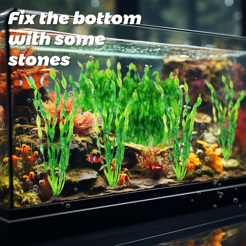 Ameliade 12 PCS Aquarium Artificial Seaweed Decorations 12 Inch Tall Plastic Plants Decor Large Fish Tank Accessories - Image 4