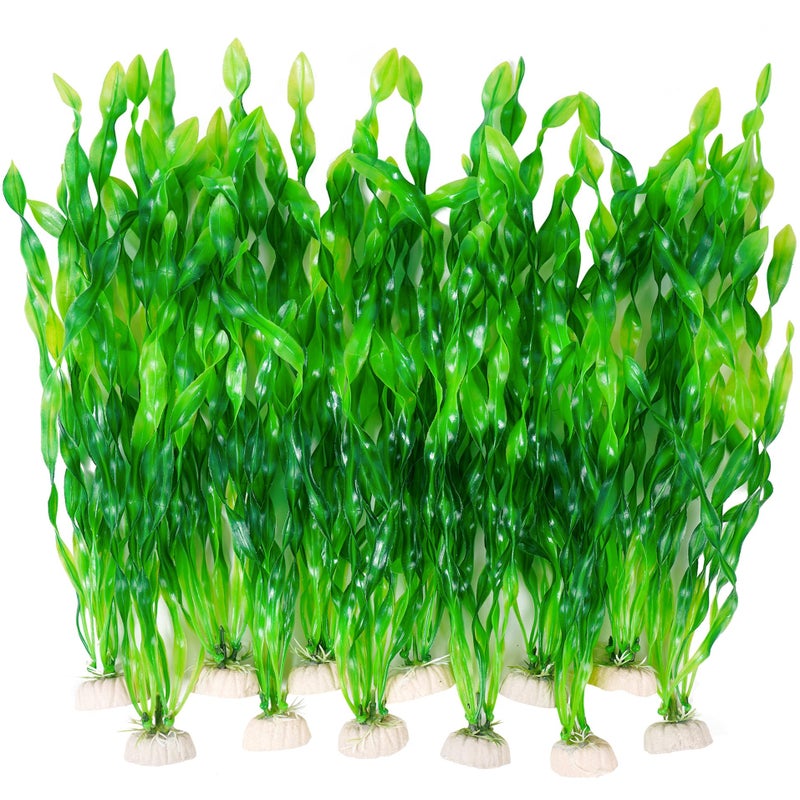 Ameliade 12 PCS Aquarium Artificial Seaweed Decorations 12 Inch Tall Plastic Plants Decor Large Fish Tank Accessories - Image 1