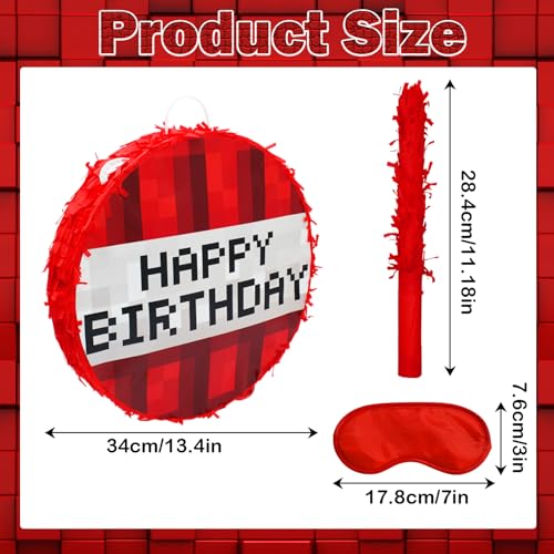 WUEURU Birthday Pixel Pinata SetPiata with Blindfold and Bat Stick for Groovy Hippie Theme Birthday Party Game Decorations Photo Props School Activities Wedding Christmas Party Supplies - Image 5