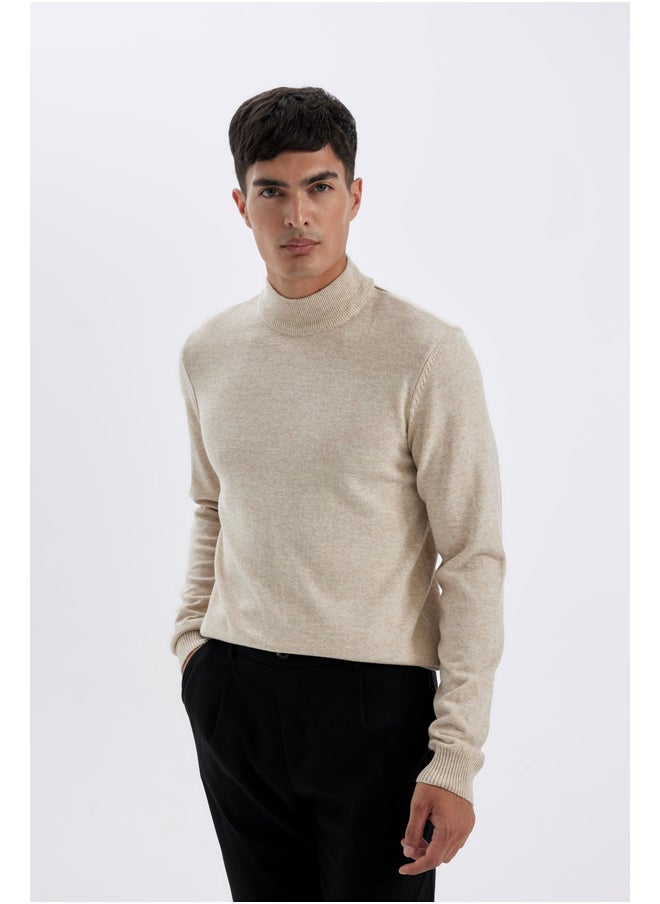 DeFacto Man Tricot Slim Fit Mock Turtle Neck Long Sleeve Pullover  - Image 4
