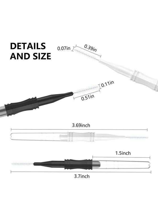CANIPHA 50 Pcs Micro Eyebrow Brush With Cap,Eyebrow Spoolie Brush Micro Eyebrow Lamination Brush 2 Size Multifunctional Micro Spooly Lash Mascara Brush Comb for Eyelash Lift Extensions Brow Clean(White,Black) - Image 3