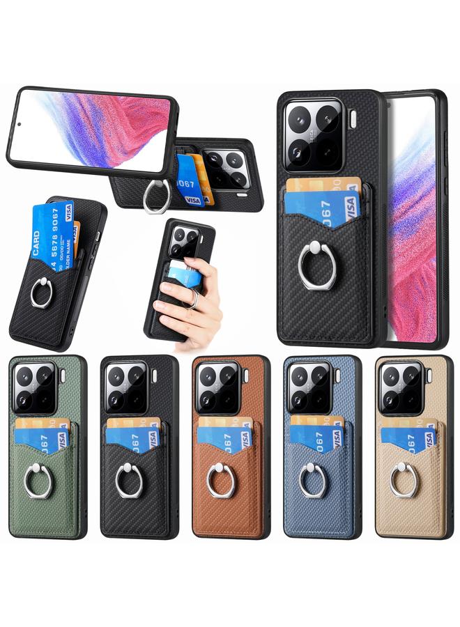 اس-توب جراب لهاتف Redmi Note 14 Pro 5G من ألياف الكربون مع محفظة للبطاقات وحلقة للهاتف - Image 5