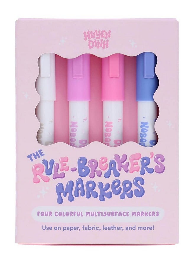 Chronicle Books Rulebreaker'S Markers Four Colorful Multisurface Markers Use On Paper Fabric Leather And More!  - Image 1