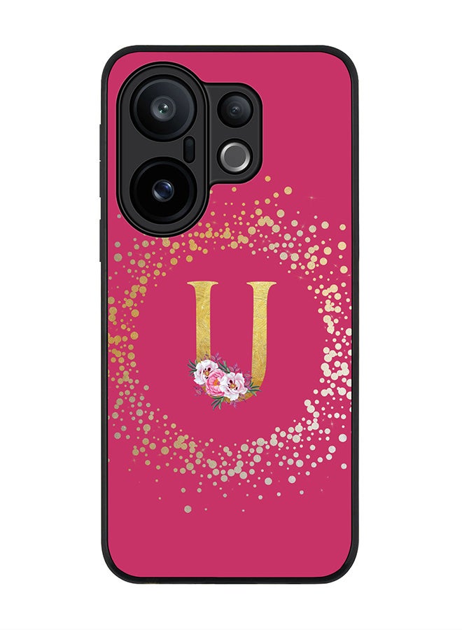 Stylizedd For vivo X200 FE / S30 Pro mini Case,Slim fit Camera Protection, Shockproof Thin Phone cover  - Custom Monogram Floral - U ( Deep Pink )
