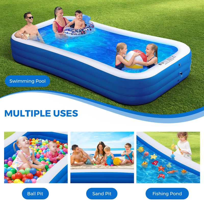 AIYIBEN Inflatable Swimming Pool with Pool Lights, 130" x 72" x 22" Full-Sized Large Inflatable Family Pool, Summer Water Party, Outdoor, Garden Backyard, Suitable for Adults - Image 4