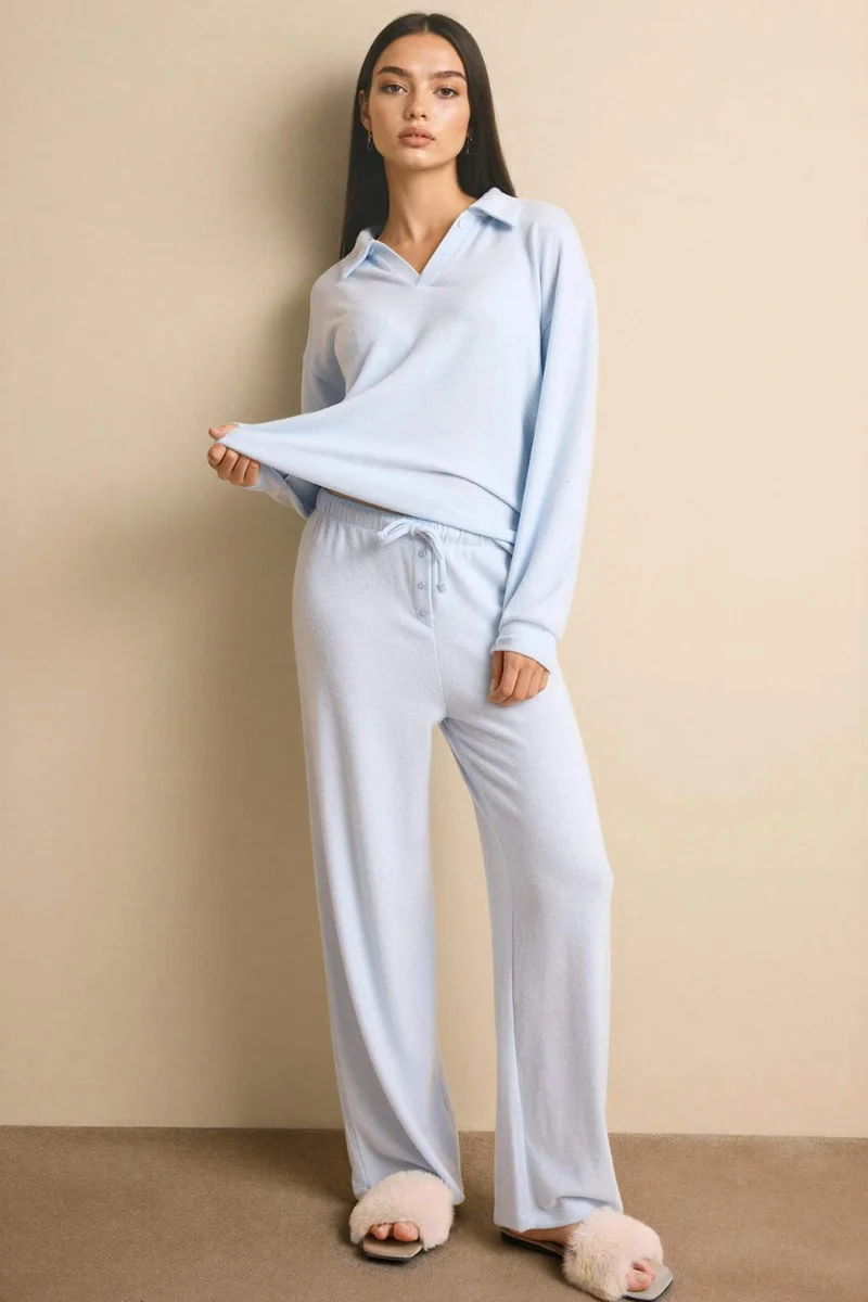 ديفاكتو Long Sleeve Top and Bottom 2 Piece Pyjamas Set