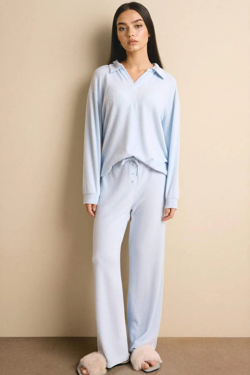 ديفاكتو Long Sleeve Top and Bottom 2 Piece Pyjamas Set