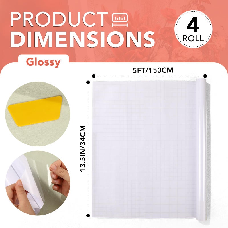 ZENOWICK 4 Rolls Clear Contact Paper, Plastic Book Covers 13.5 in x 5 ft, Contact Paper Peel and Stick, Clear Self Adhesive Protective Liner Papers Protector for Crafts Paperback Textbook Hard Covers Documents - Image 3