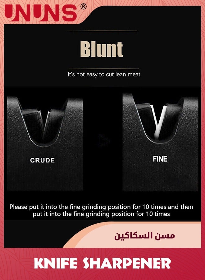 UNUNS مبراة سكاكين المطبخ 4 في 1، زاوية قابلة للتعديل من 14 إلى 24 درجة للسكاكين، 4 مراحل لشحذ السكاكين، تتضمن فتحة لشحذ المقص وشفرات مسننة - Image 3
