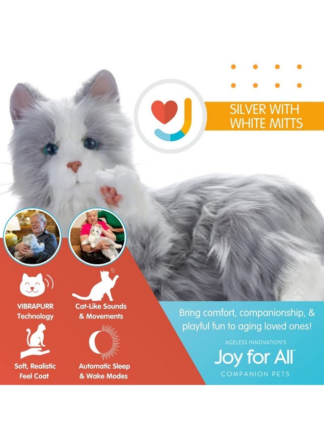 Joy for All - Silver Cat With White Mitts - Interactive Companion Pets - Realistic & Lifelike  - Image 4