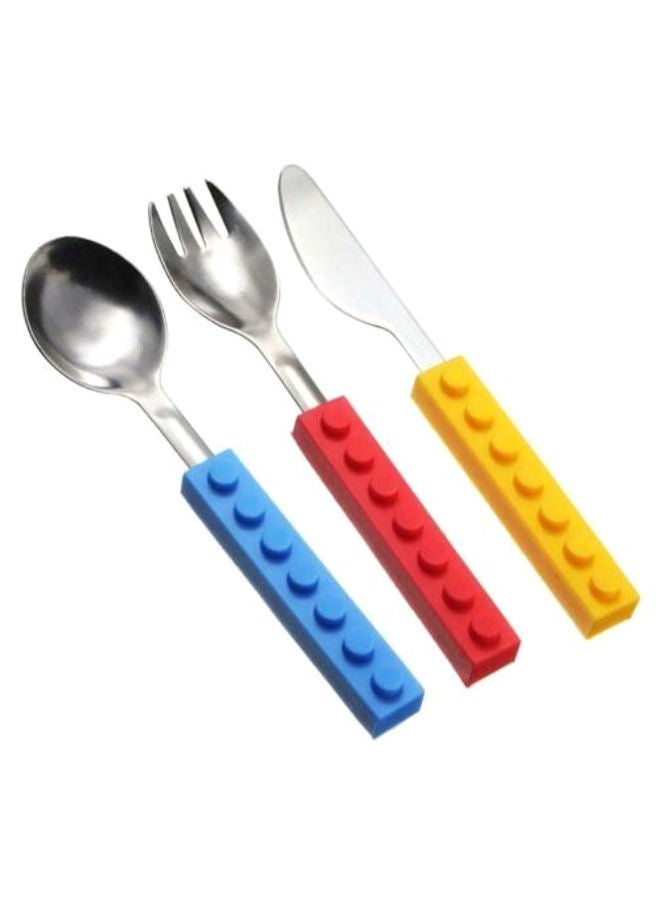 نيبمينينت طقم أدوات مائدة بتصميم مكعبات البناء ليجو مكون من 3 قطع متعدد الألوان
