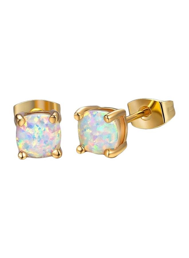 NIBEMINENT Gold Plated Crystal Studded Stud Earrings 
