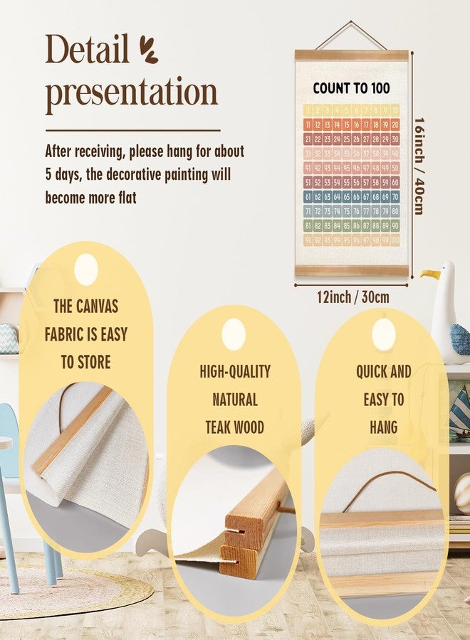 ZTGDA Numbers 1-100 Poster Chart, Number Chart Wall Art Decor, Boho Classroom Decor, Count to 100Learning Posters Banner for Classroom Nursery Kids Room Playroom Preschool Decorations (12x16inch 1-100) - Image 2