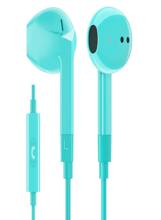 LUDOS Ferox In-Ear Headphones with Cable and Microphone, In-Ear Earphones, 3.5 mm Jack Plug Earbuds, Rich Bass Earphones, Headphones for iPhone, iPad, Samsung - Turquoise - Image 1