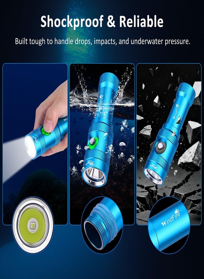 WindFire Scuba Diving Light, Super Bright 5000 Lumens Scuba Diving Flashlight 3 Modes with Power Indicator, Professional IP68 Waterproof Underwater Flashlight, Rechargeable Safety Dive Torch - Image 5