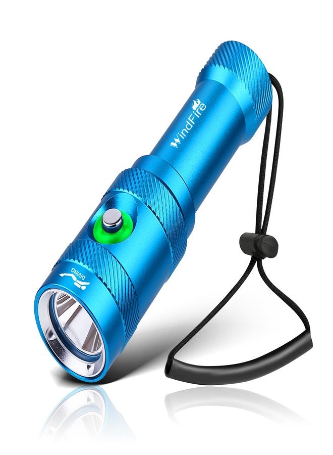 WindFire Scuba Diving Light, Super Bright 5000 Lumens Scuba Diving Flashlight 3 Modes with Power Indicator, Professional IP68 Waterproof Underwater Flashlight, Rechargeable Safety Dive Torch - Image 1