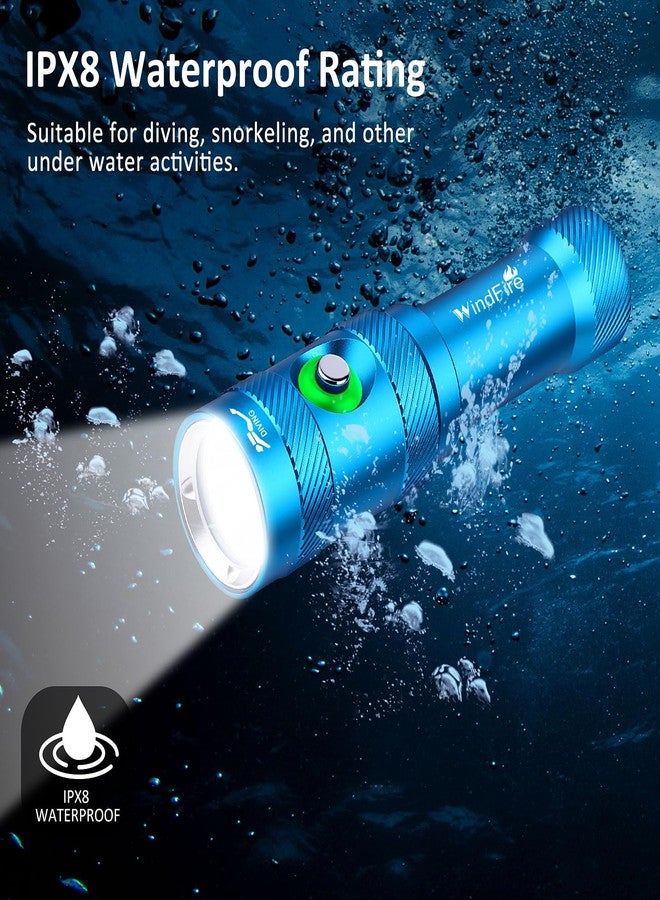 WindFire Scuba Diving Light, Super Bright 5000 Lumens Scuba Diving Flashlight 3 Modes with Power Indicator, Professional IP68 Waterproof Underwater Flashlight, Rechargeable Safety Dive Torch - Image 4