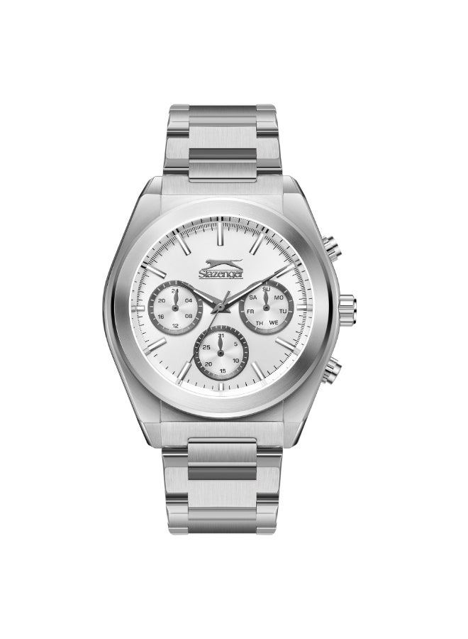 سلازنجر ساعة رجالية متعددة الوظائف بسوار معدني فضي - Image 1