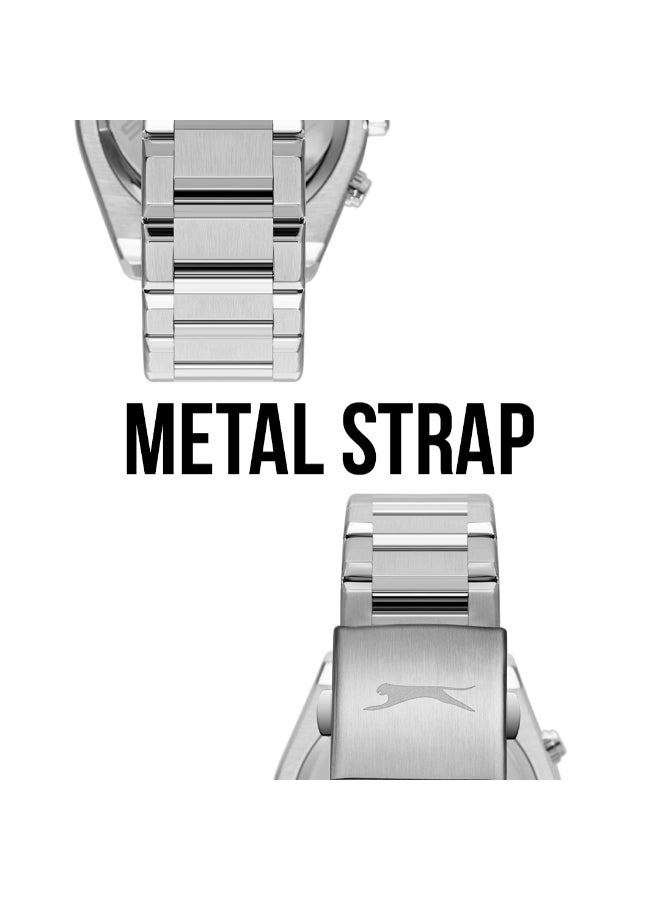 سلازنجر ساعة رجالية متعددة الوظائف بسوار معدني فضي - Image 5