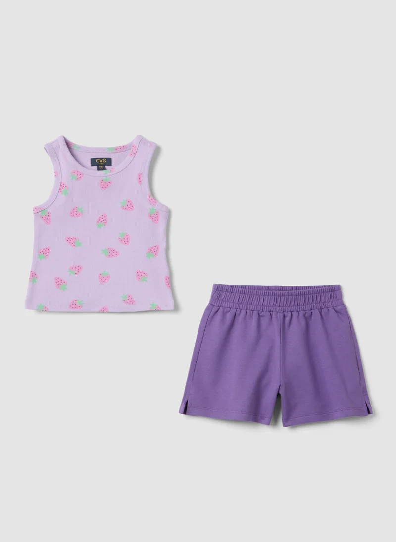 او في اس OVS Purple Stretch Cotton Girls' Suit, Regular Fit