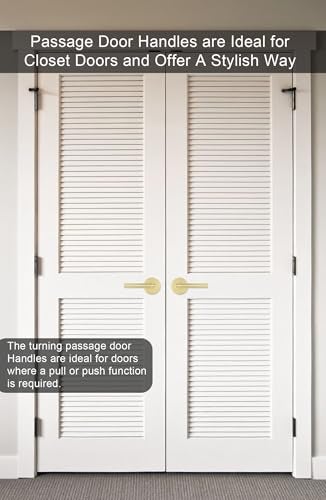 Goldenwarm Brushed Gold Lever Passage Door Handle, Zinc-Alloy Gold Hall and Closet Door Handle, Lever Door Handles, Passage Door Hardware for Hallways and Closets (3 Pack - Image 4