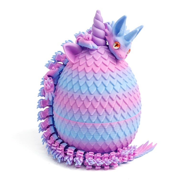 Flavery 3D Printed Unicorn Dragon Egg Easter Basket Stuffers Unicorn Egg Toys for Boys Girls 3D Printing Gift Toy Desk Executive Pet ChristmasBirthday Gift Sea Color - Image 3