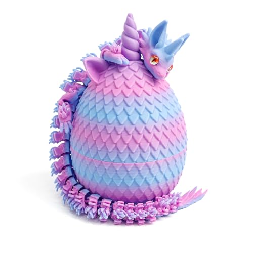 Flavery 3D Printed Unicorn Dragon Egg Easter Basket Stuffers Unicorn Egg Toys for Boys Girls 3D Printing Gift Toy Desk Executive Pet ChristmasBirthday Gift Sea Color - Image 1